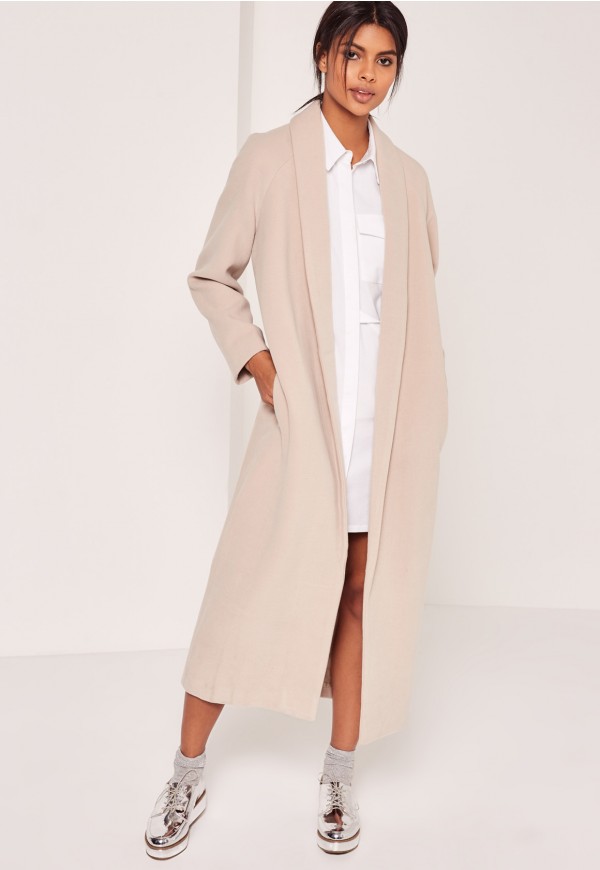 Long nude coat MissGuided