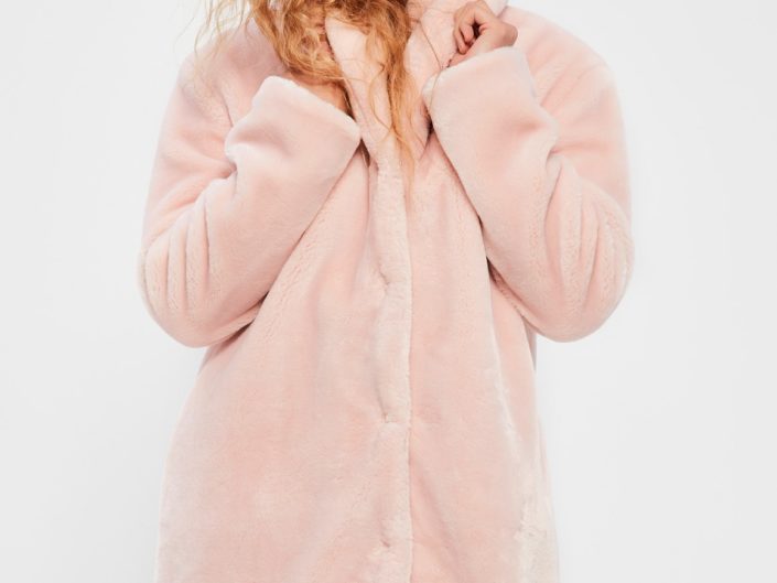 Pink false fur coat MissGuided